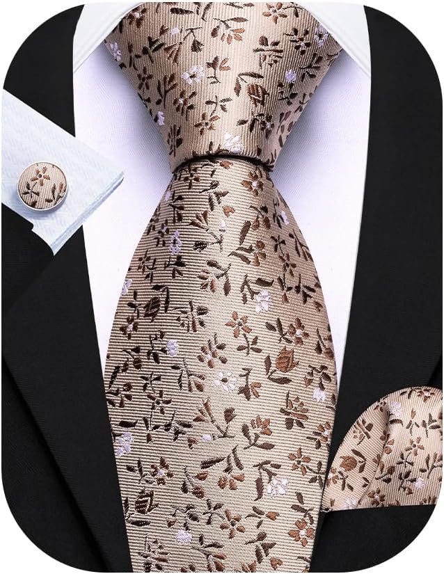 Ties for Men Silk Tie Sets Polka Dot Woven Necktie Pocket Square Cufflinks Business Wedding