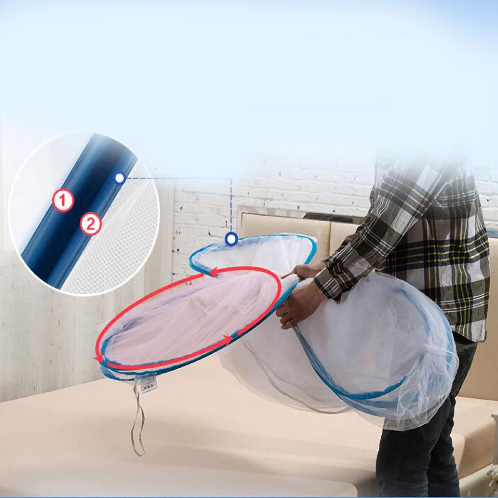 Aramox Zanzariera, Tenda a Rete Pieghevole in Poliestere Design Pop-up con Copertura Inferiore Completa Rete Traspirante Installazione Rapida per Bambini Studenti Viaggiare a Casa in Campeggio (#2)