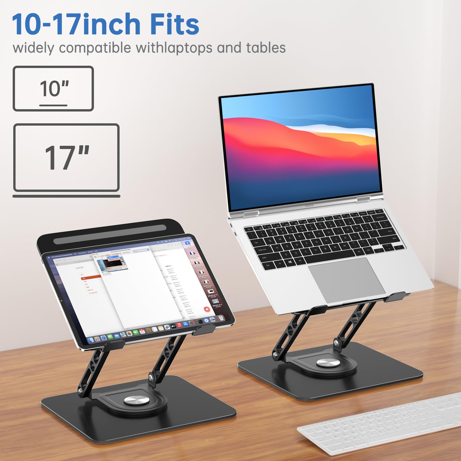 Supporto per computer portatile per scrivania regolabile con base rotante a 360 ° Supporto ergonomico per laptop per scrivania pieghevole portatile scrivania per computer compatibile con MacBook