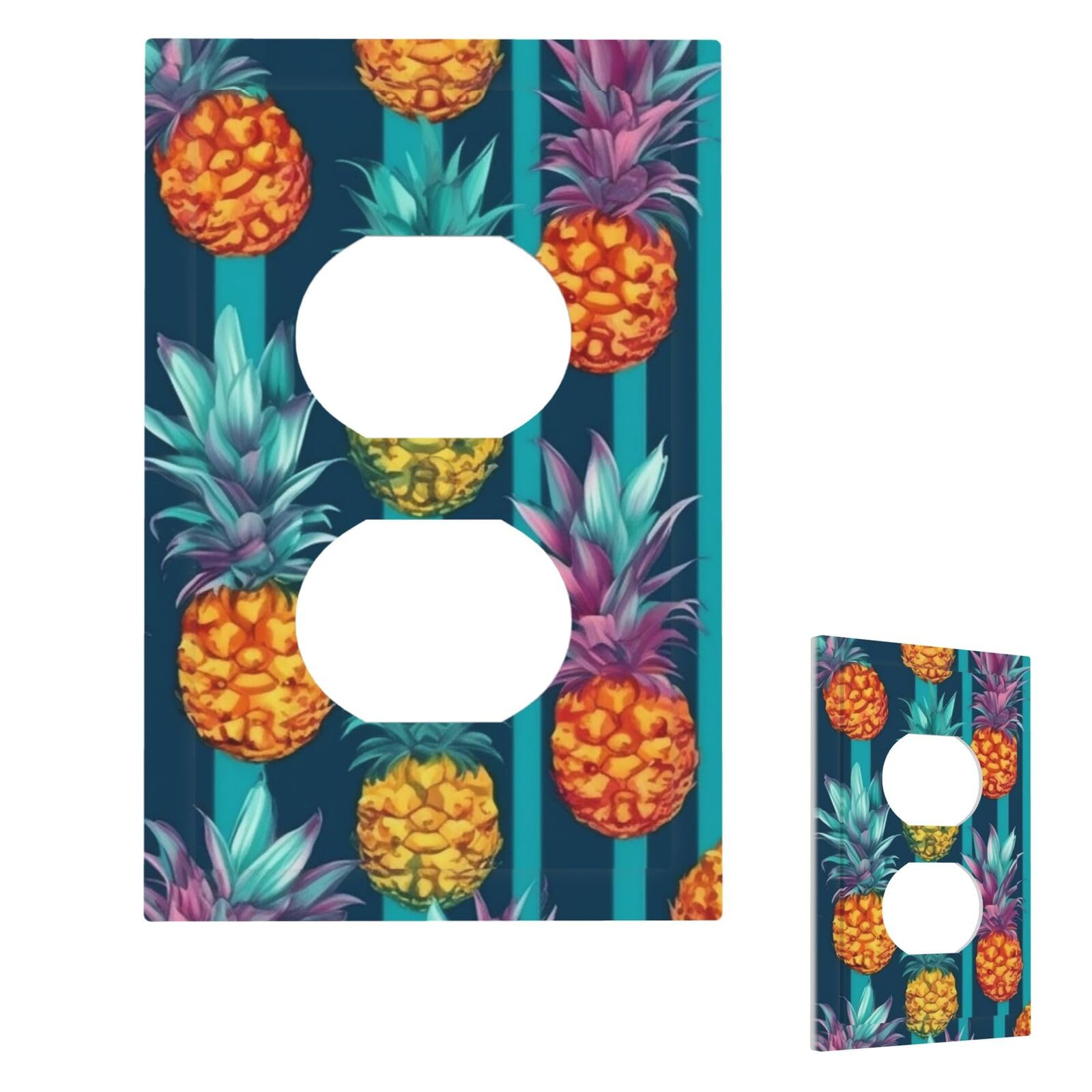 Colorful Tropical Pineapple Wall Plate Cover Modern Decorative 1 Gang Light Switch Cover Unbreakable Receptacle Outlet Covers For Living Room Bedroom Home Decor Duplex
