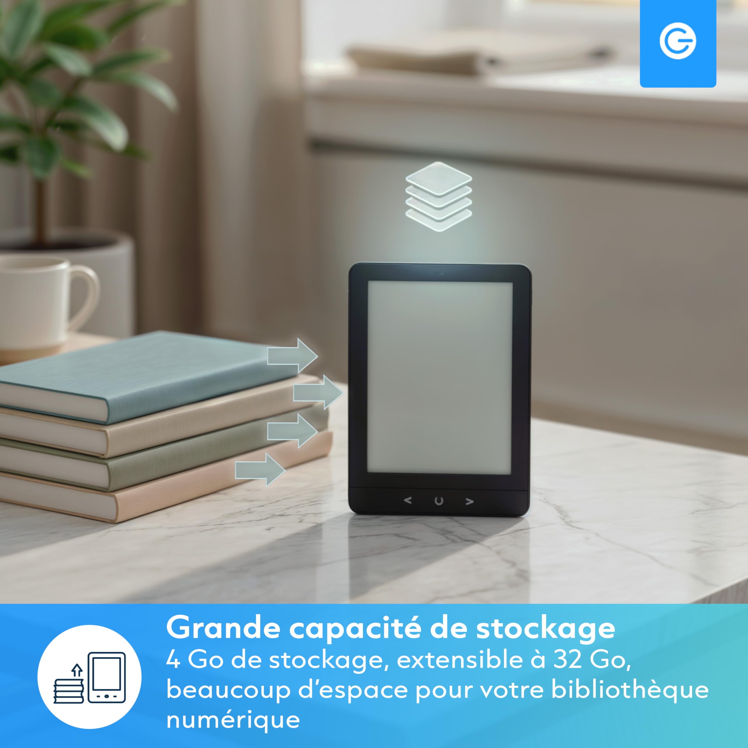 Silvergear® Ebook Reader avec Rétroéclairage | Écran Tactile E-Ink de 6 Pouces | Mémoire de 4 Go pour 3000+ E-Books | Pocketbook | Antireflet et Léger | Noir
