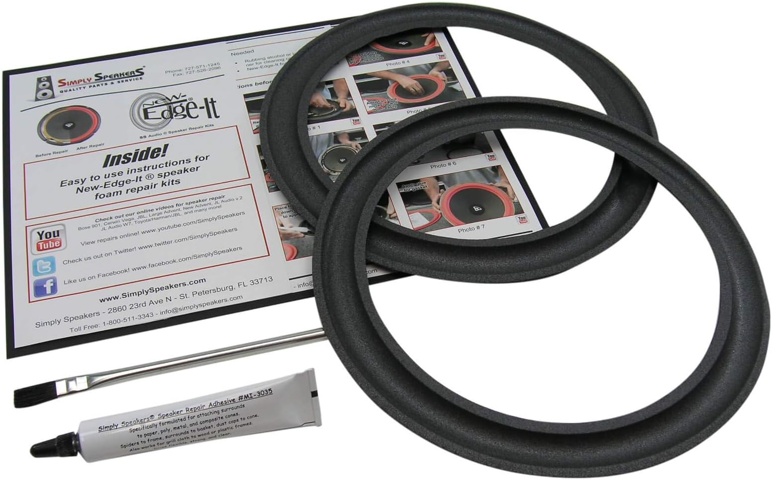 Large Advent 10 Inch Foam Speaker Repair Kit Masonite Frame FSK-10AD (Pair)