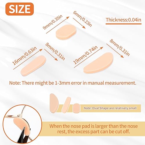 Miniatura 2 de 24 pares de almohadillas de espuma suave para la nariz, almohadillas de nariz autoadhesivas de 0.039 pulgadas (0.039 in), almohadillas