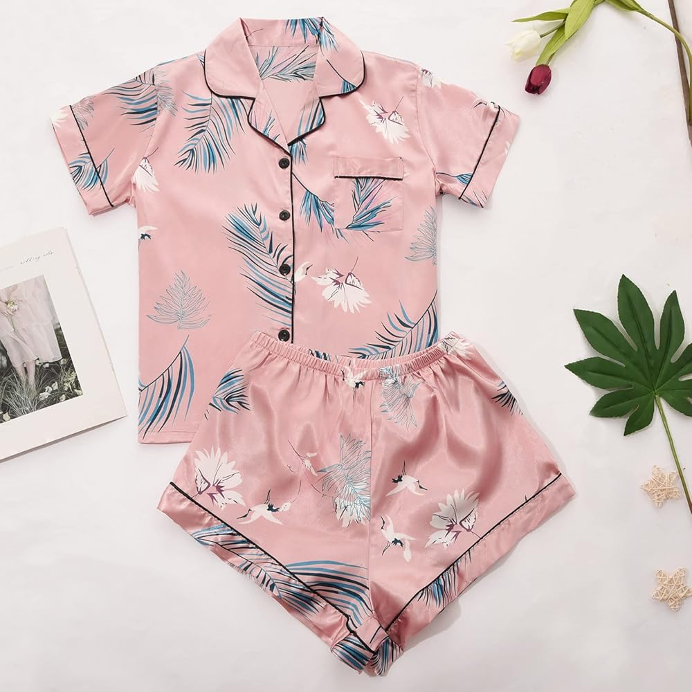【新品未使用】Embroidery Pajamas Shirts Amazon.com: tuduoms Summer Pajamas for Women Shorts Set