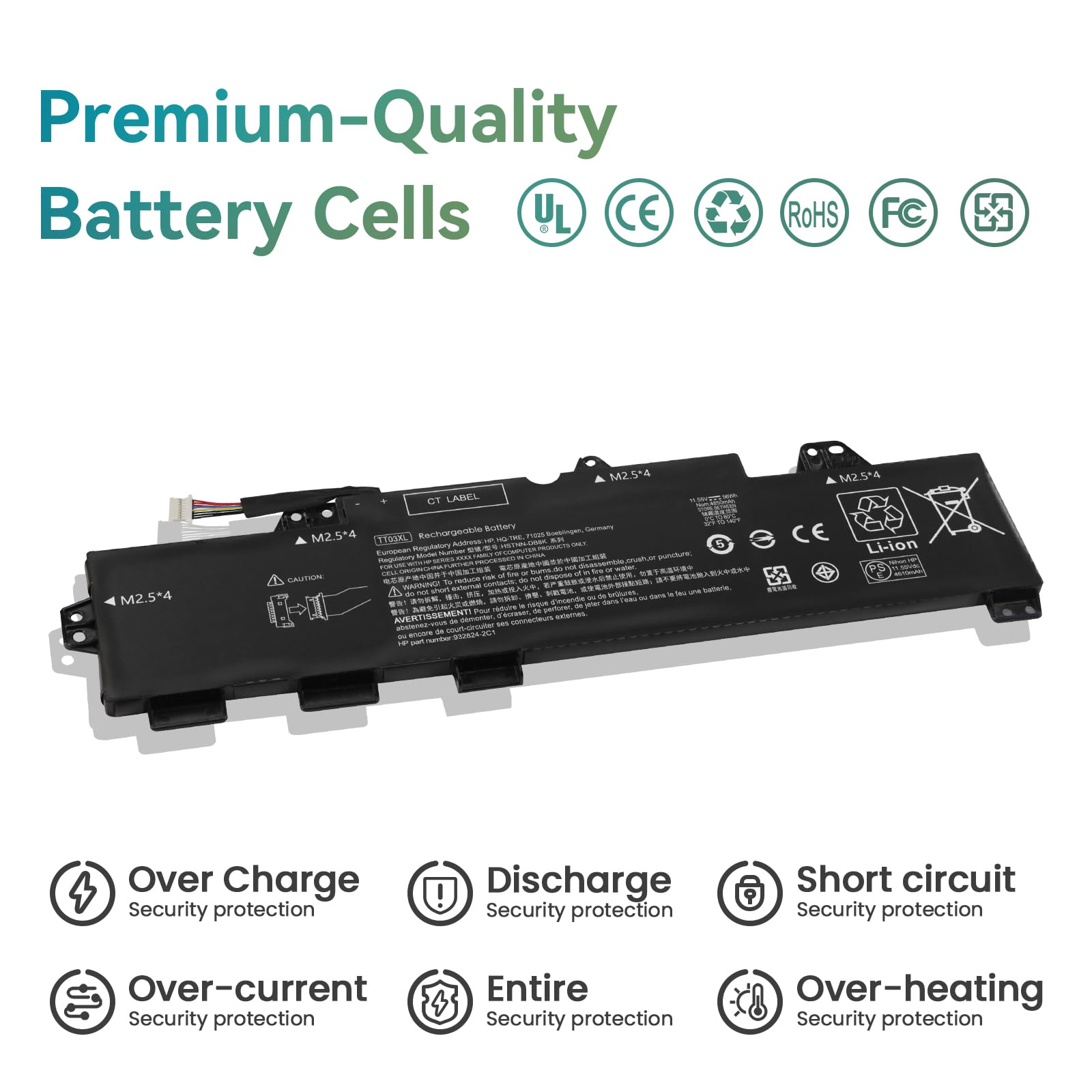 56Wh TT03XL TT03056XL-PL Batteria per HP EliteBook 755 G5 EliteBook 850 G5 G6, ZBook 15U G5 15U G6 Mobile Workstation Series TT03XL-BTI HSN-I13C-5 HSN-113C-5 HSTNN-LB8H HSTNN-DB8K Notebook Battery