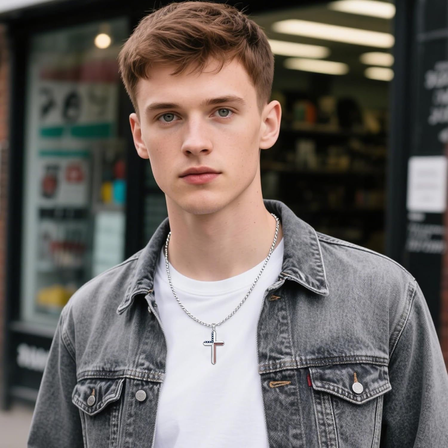 American Flag/Eagle/Star Necklace for Women 925 Sterling Silver Silver/Gold/Black American Flag Pendant 4th of July Jewelry for Wife Sister Girlfriend - Image 6