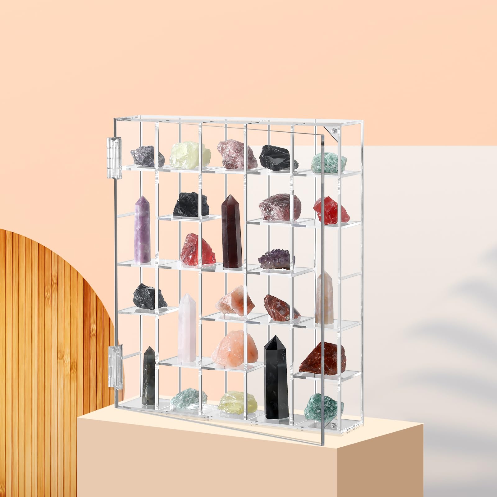 Amazon.com - Qinyoung Gemstone Display Case Adjustable Wall