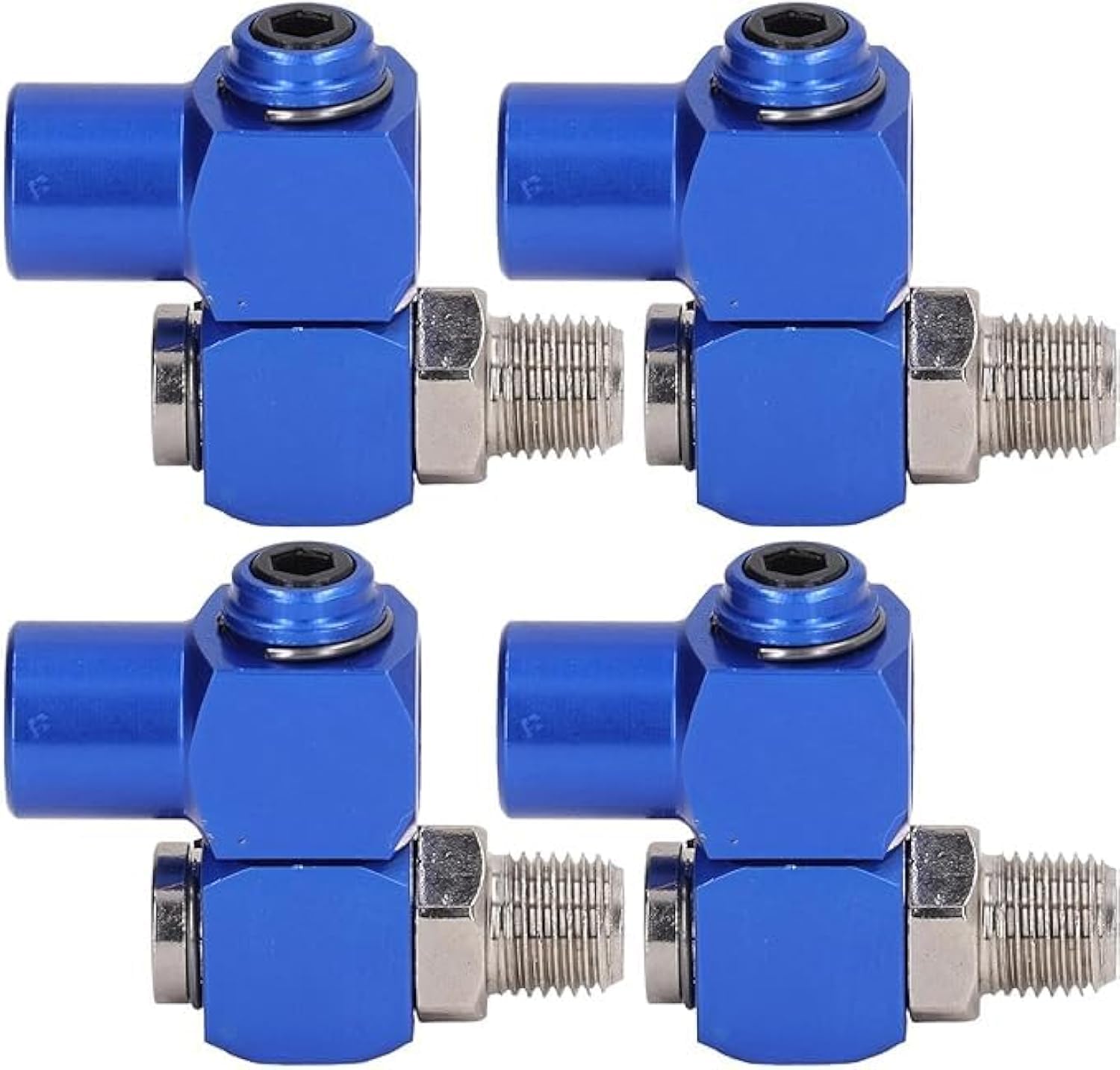 WEILIAN NPT 360 Degree Swivel Air Hose Connector 1/4in Industrial Air Fittings Pneumatic Tool Adapter Air Hose Joint Coupler Blue（pack of 4）