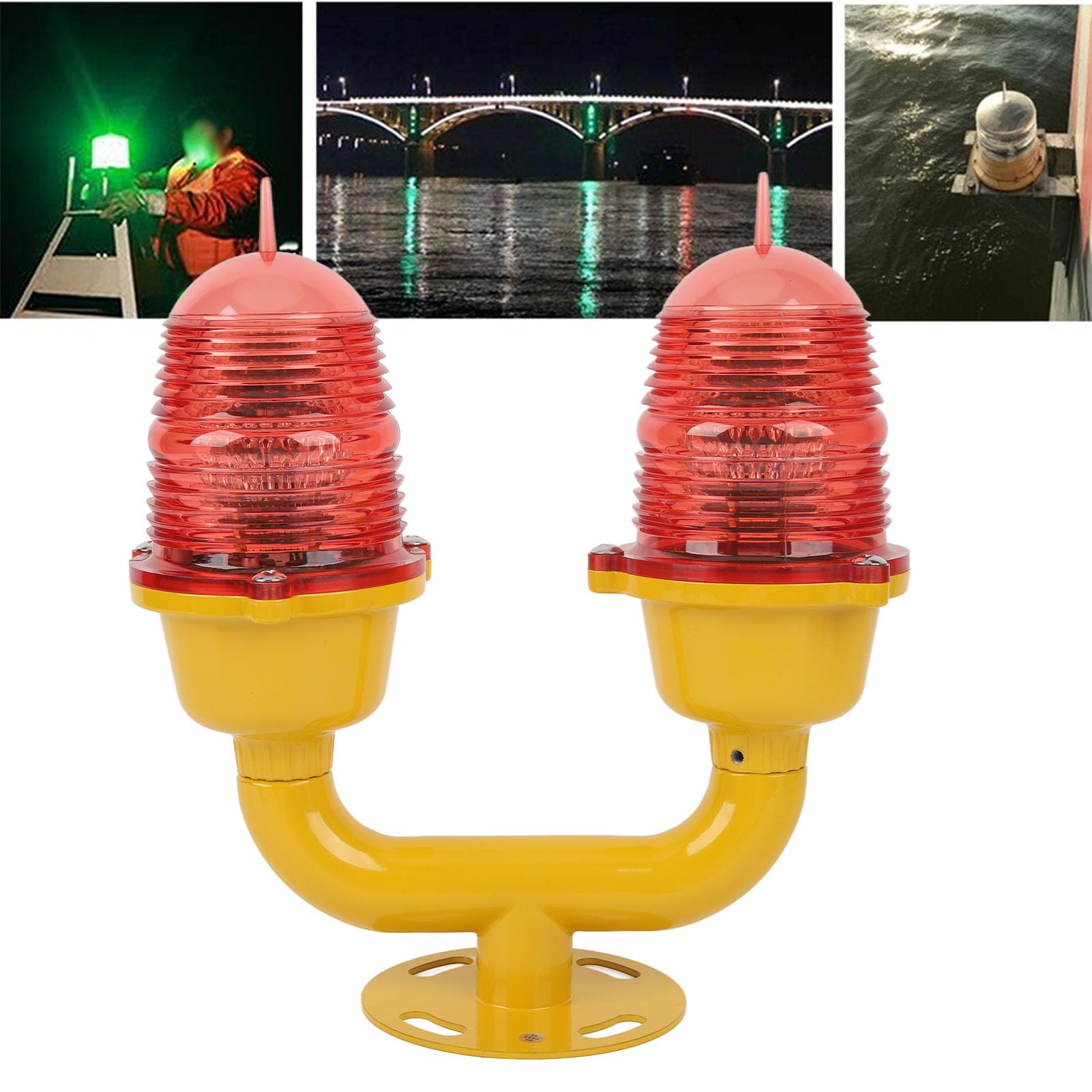 Marine-Leuchtfeuer, Leistungsstarke Industrielle Rotierende Blitzwarnleuchten, Rotierende Signalleuchten für den Notfall mit Großer Reichweite, Rot für (AC220V Zwei Lichter