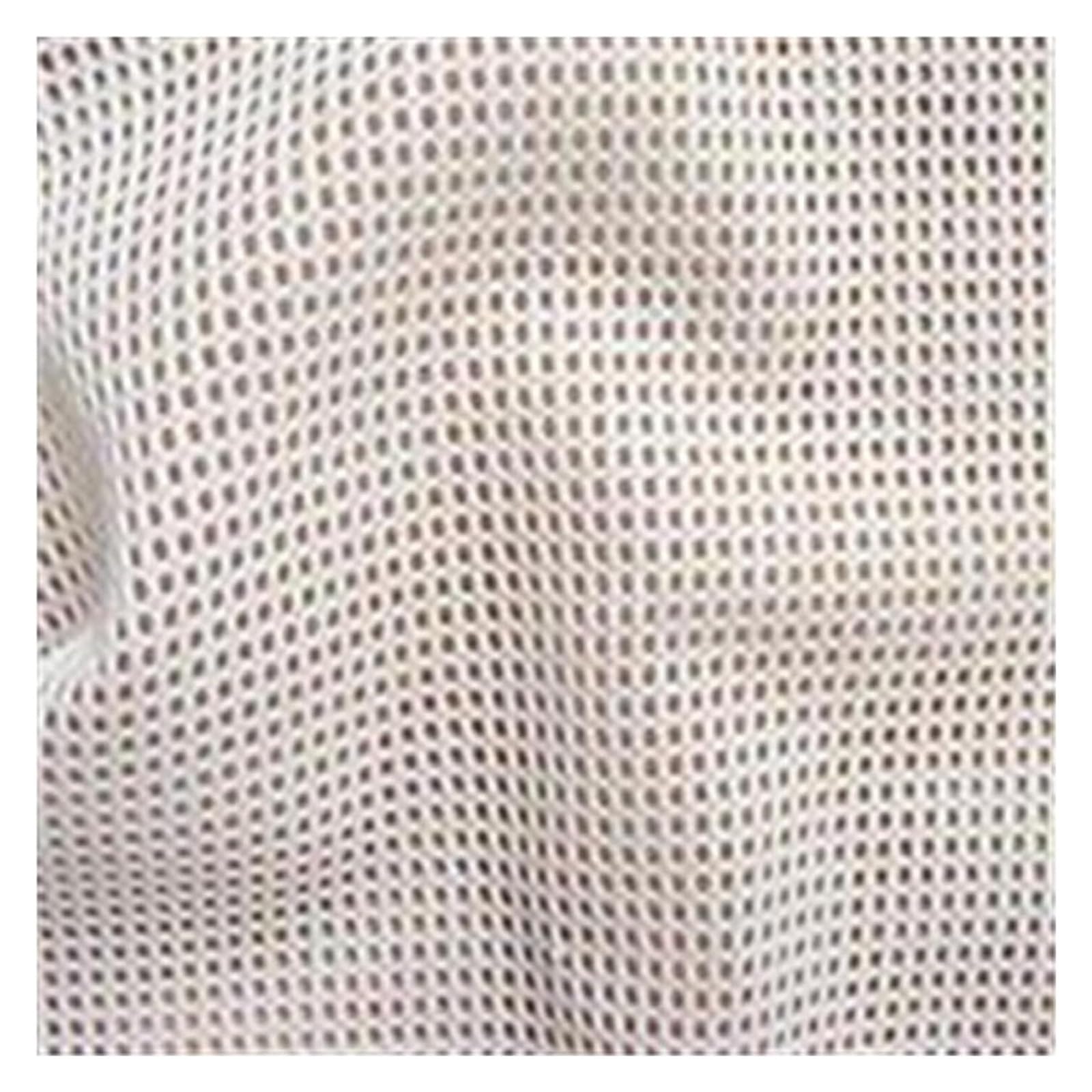 Tejido De Malla De Costura Red De Poliéster Suave Ripstop Elástico Bajo(White)