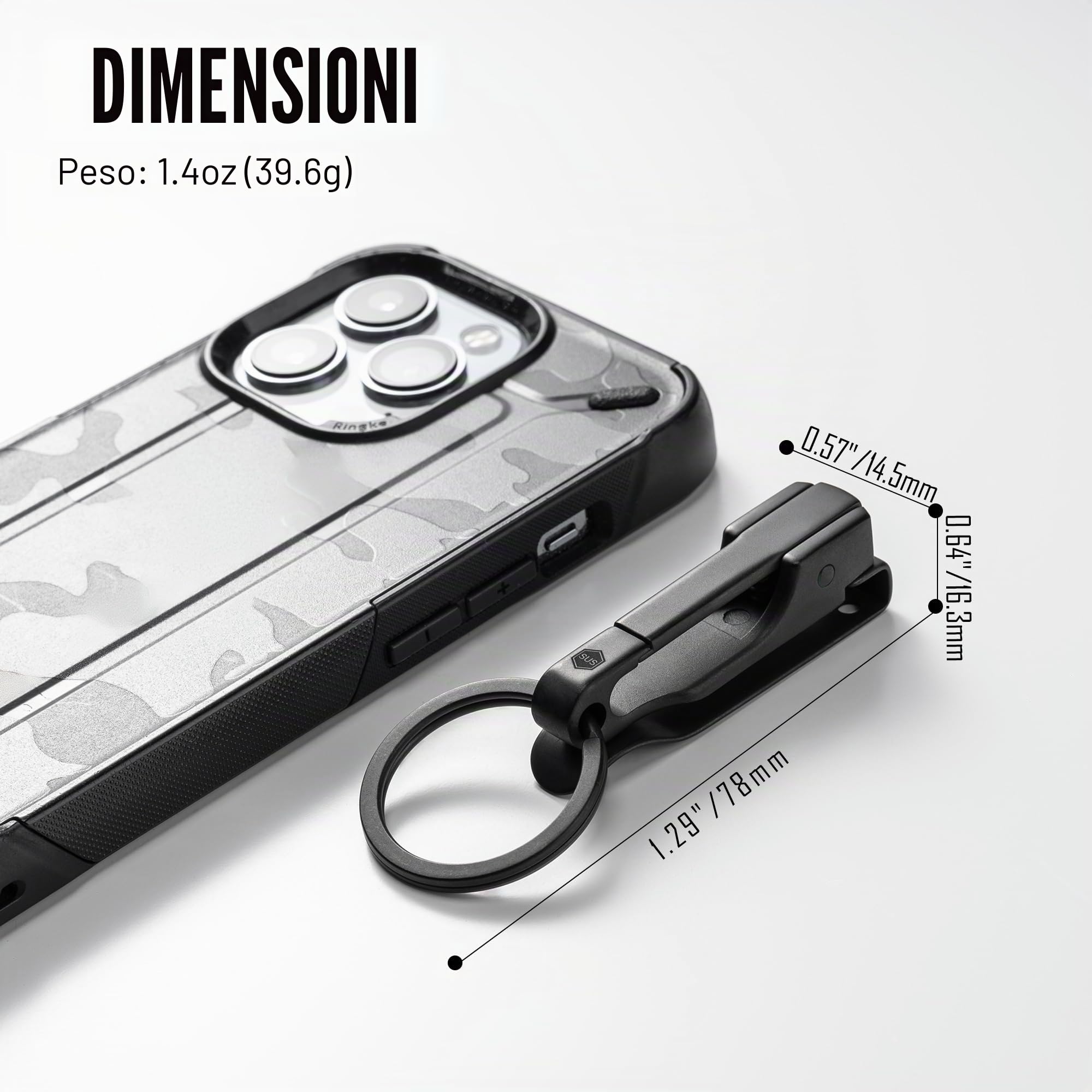 KeyUnity KS02 EDC Portachiavi da cintura Clip a sgancio rapido, anello portachiavi con clip per cintura in acciaio inossidabile per pantaloni, jeans