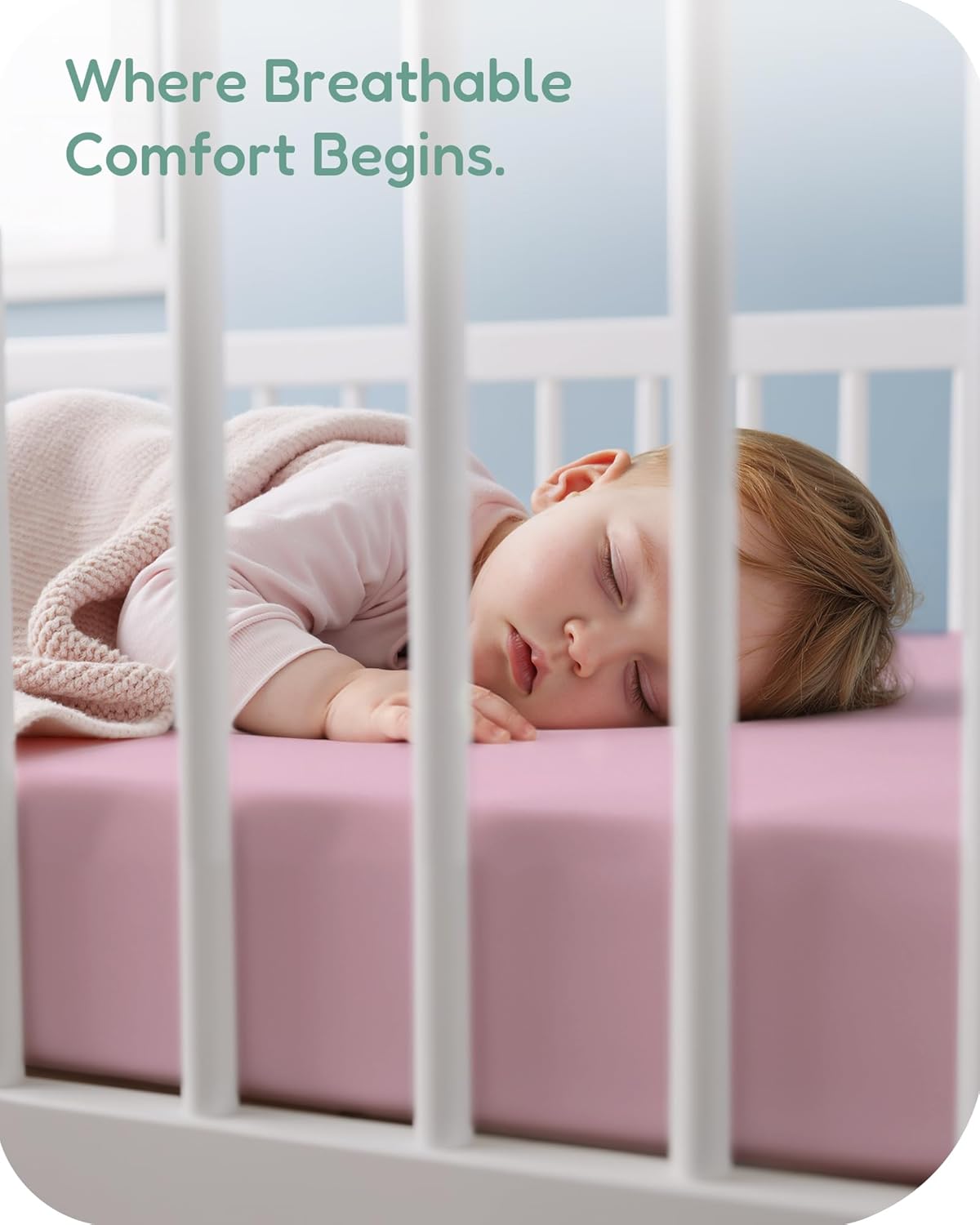 Crib Sheets 2 Pack, Fitted Crib Sheet for Standard Crib Mattress 28x52x9, Ultra Soft Jersey Knit, Breathable Stretchy Deep Pocket, Snug Fit Stays Put, Baby Crib Mattress Sheet