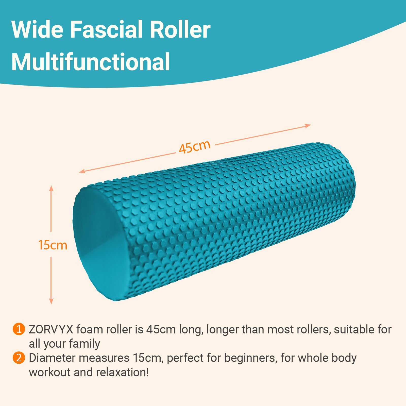 Faszienrolle Wirbelsäule Rücken 45×15cm Weich Schaumstoffrolle für Massage und Entspannung, Pilates Rolle für Fitness Dehnen Yoga und Pilates Zu Hause