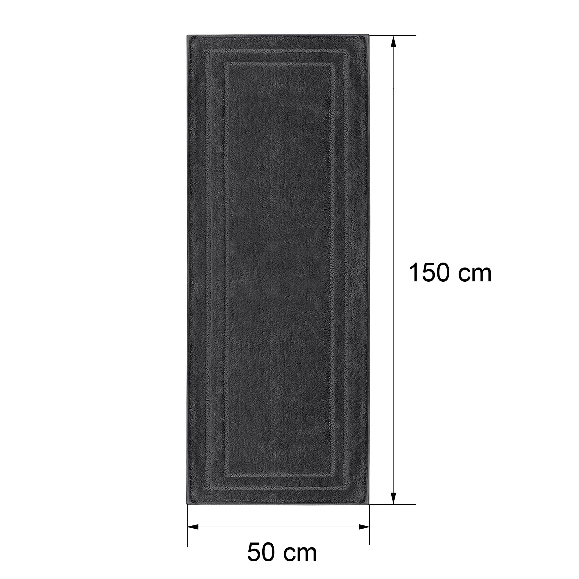 Decomira Alfombra de Baño Antideslizante | Alfombrilla súper Absorbente y Lavable a máquina | para el baño, la Ducha, la bañera o como Alfombra WC | Antracita - 50x150 cm