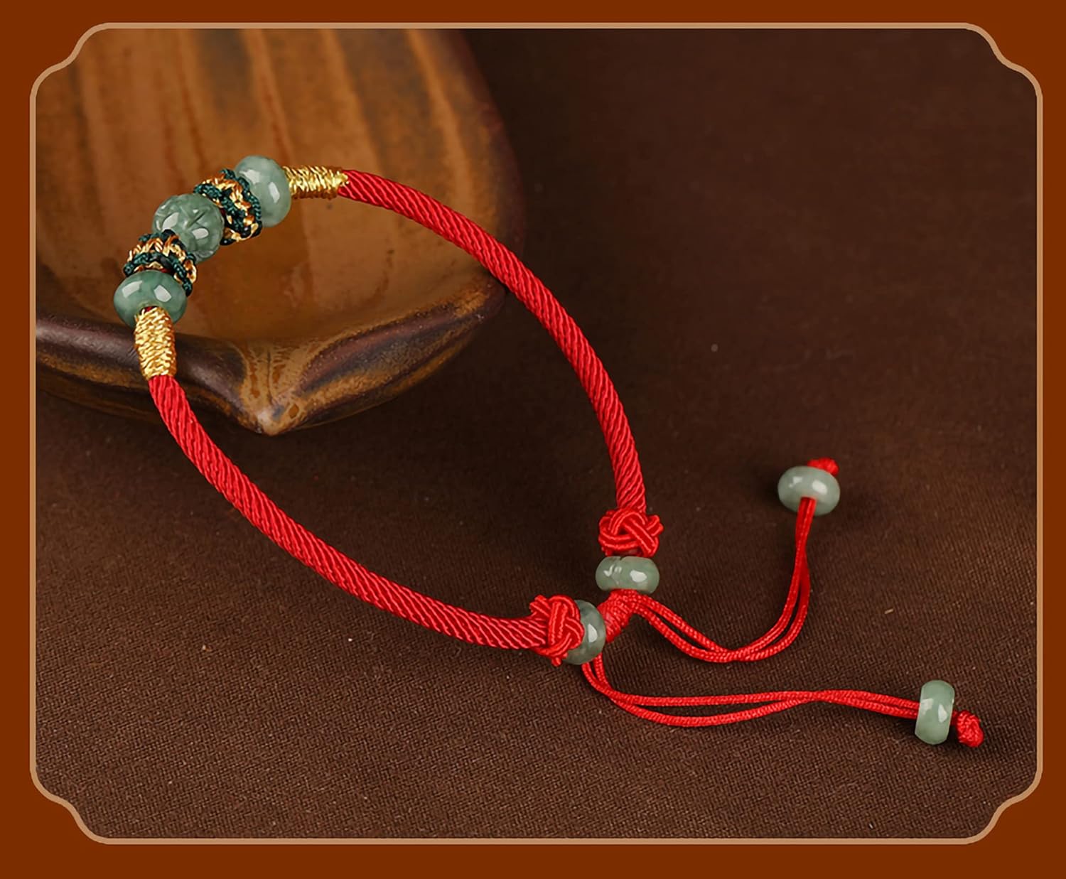 Beads Bracelet for Women Men, Adjustable Hand-Woven Cord Lucky Jade Beaded Friendship Protection Red String Bracelets for Friends Gifts - Image 7