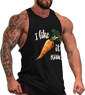 Funny Joke I Like It Raw Carrot Novelty Men's Vest Tank Top Gym Muscle Tee Fitness Sleeveless T-Shirt