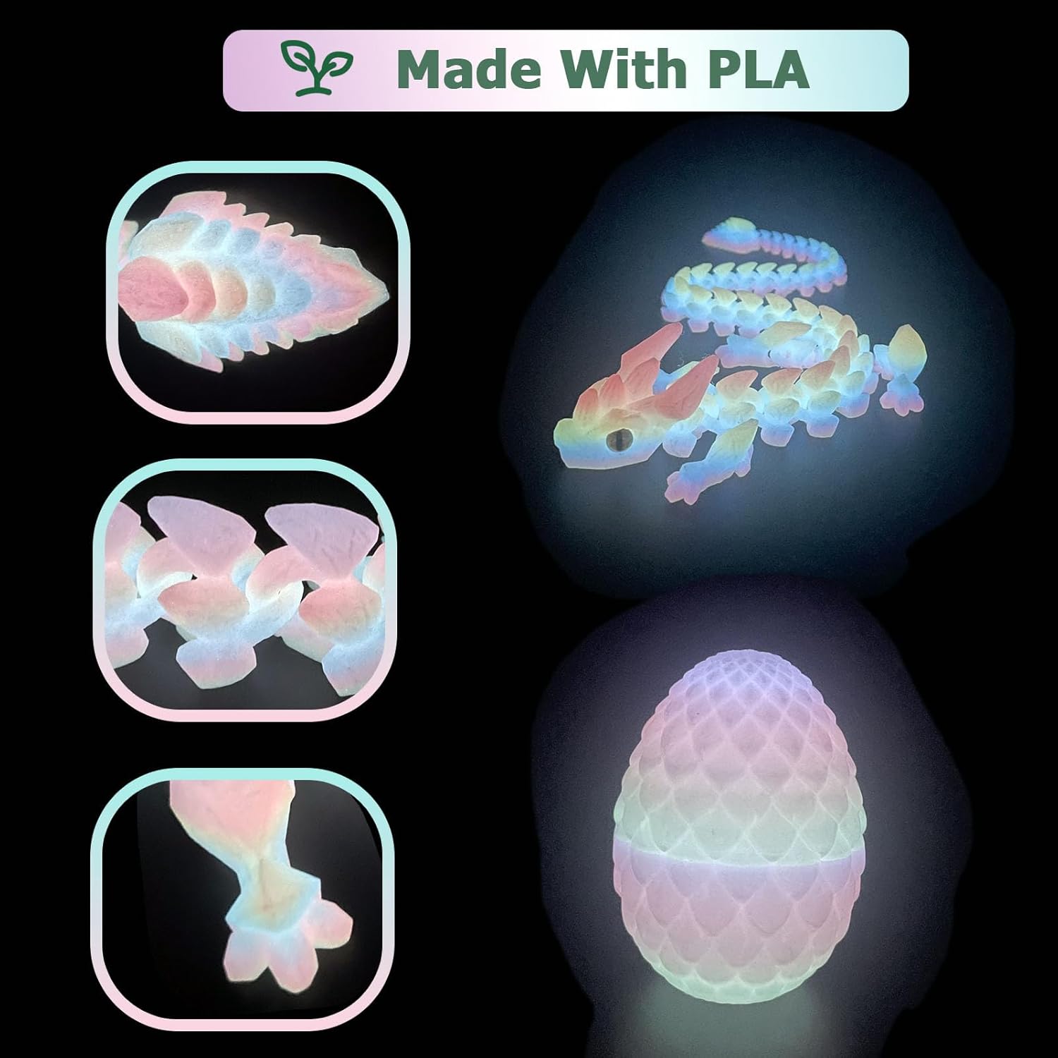 3D Printed Dragon Eggs with Dragon Inside, Mystery Crystal Dragon Easter Egg Fillers Toys, Articulated Fidget 3D Printed Animals, Surprise Gift, Easter Basket Essentials, Easter Basket Stuffers - Image 5