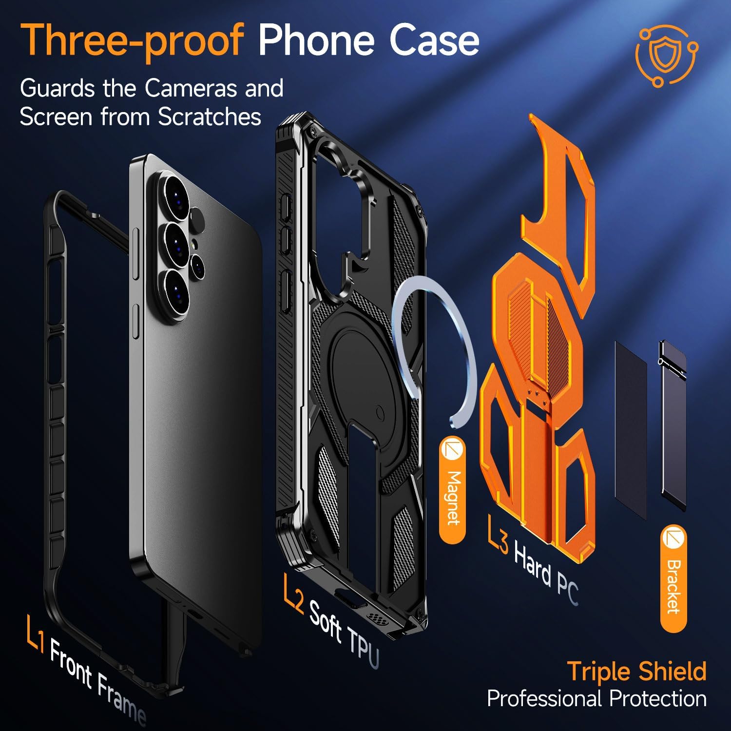 26 Ultra Case for Samsung S26 Ultra, with Screen Protector, [Compatible with MagSafe] Military Grade Protective Case, for Samsung Galaxy S26 Ultra Case Orange