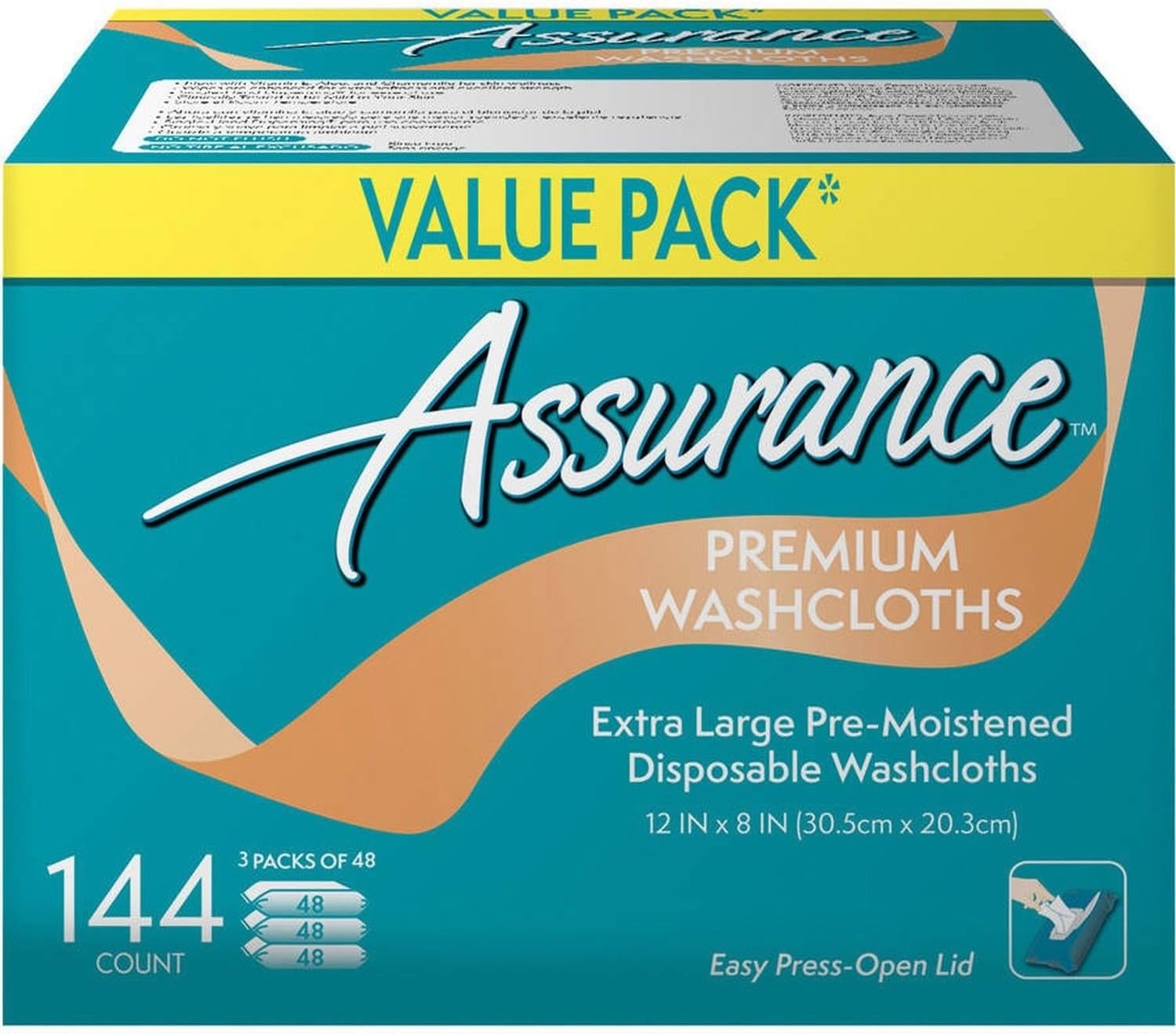 .Assurance Premium Washcloths Value Pack 144 Count