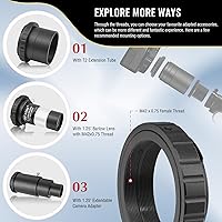 Vista 6 de Alstar - Adaptador de fotos para telescopio Pentax-k SLR/DSLR, adaptador de cámara para telescopio de montaje en T, incluye anillo T T2 para DSLR