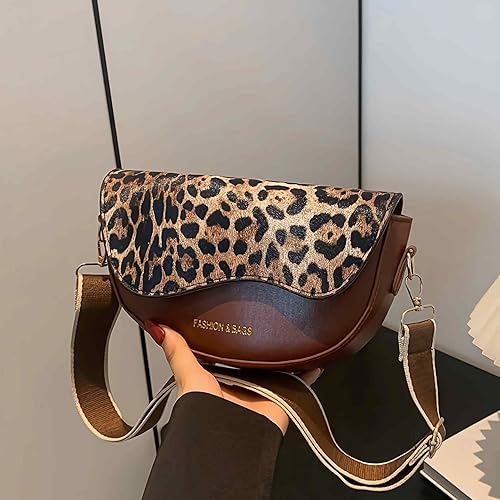 Vista 7 de Bolso cruzado con estampado de leopardo para mujer, bolso de hombro pequeño de moda para mujer, bolso de guepardo marrón, bolsos para mujer