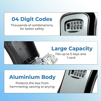XShield 4-digit Combination Key Safe | Wall-mount Lock Box | Weatherproof & Heavy-duty | Large Capacity For Keys & Access Cards | Outdoor Security Lockbox For Home & Business