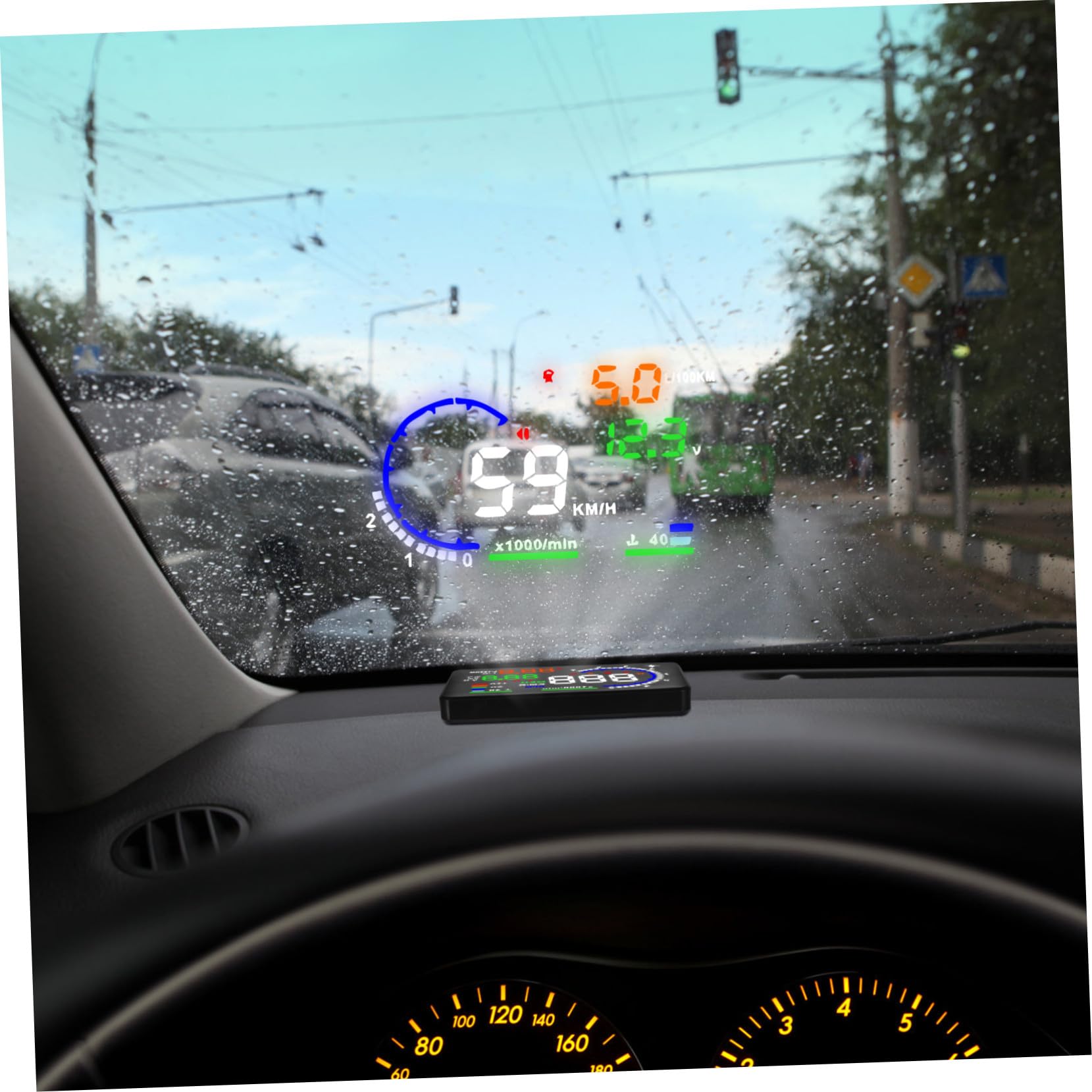 Display Auto Head-up con Proiezione Regolabile Schermo Riflettente Portatile per Velocità Promemoria Sicurezza per Viaggi Lunghi Tragitti Urbani e Guida Notturna