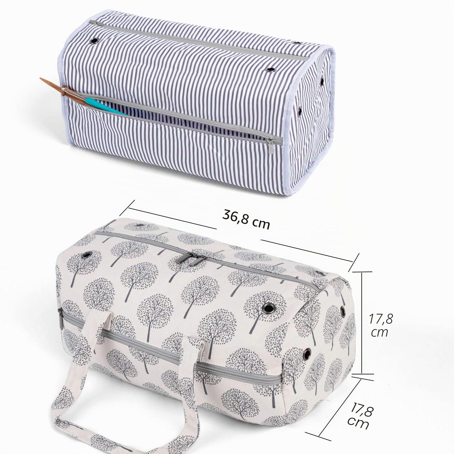 Luxja Borsa per maglieria, borsa per filati per matasse di filati, uncinetti, ferri da maglia (fino a 35,5 cm) e altri accessori, alberi