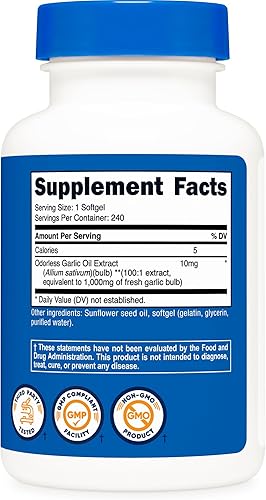 Miniatura 9 de Nutricost Ajo 1000 mg, 240 cápsulas blandas (2 botellas) - Suplemento de ajo sin gluten premium