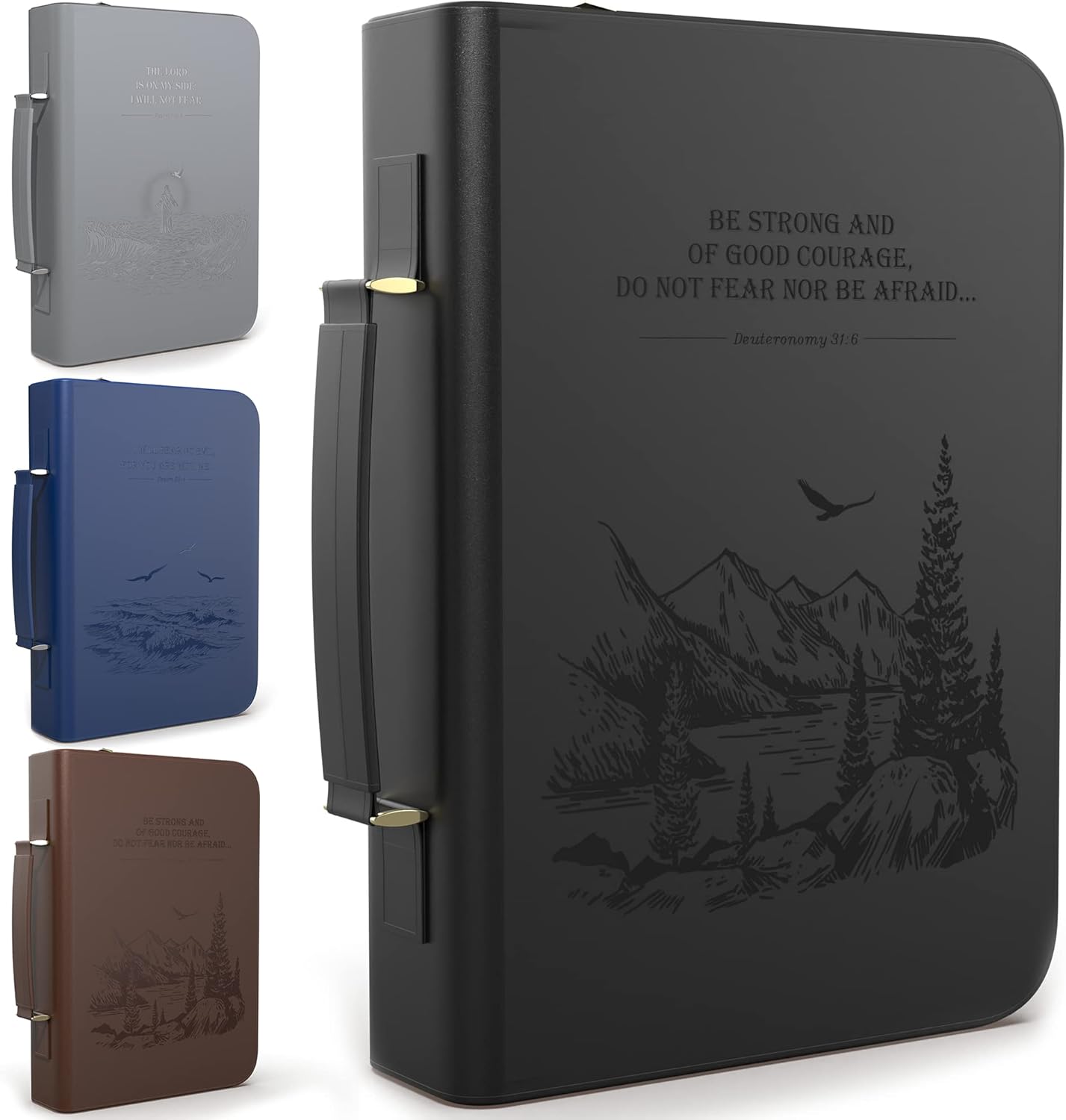 DEHITE Bible Cover Case for Women and Men  Leather Bible Carrying Bag Extra Large Size  Fits Book 11.12 x 8 x 2.12 in  Pen Slots  Zippered Pocket  Premium Faux Leather  Black Christian Gift
