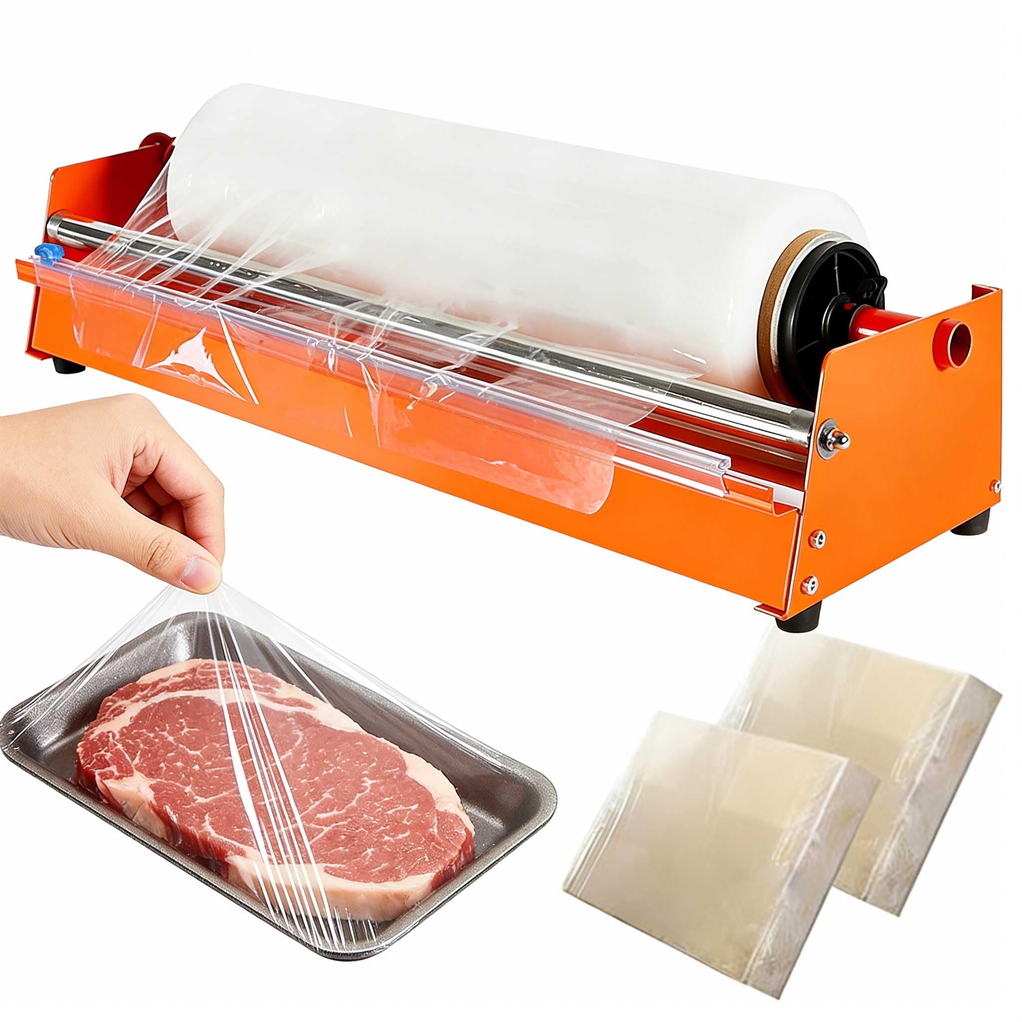 Film Wrapping Machine – Manual Stretch Film Dispenser for Freshness Preservation, Ideal for Fruit Packaging, Fits Films up to 19.7 Inches Wide, Desktop Pallet Wrapping Tool