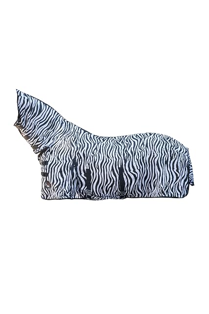HKM Zebra Manta Anti-Moscas con Cuello con cinturó Blanco/Negro 135