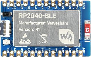 RP2040-BLE Raspberry Pi Microcontroller Development Board, Based On RP2040 Dual-Core Arm Cortex M0+ Processor, Supports Bluetooth 5.1 Dual Mode, 14 Multi-Function GPIO Pins to Project (Board Only)