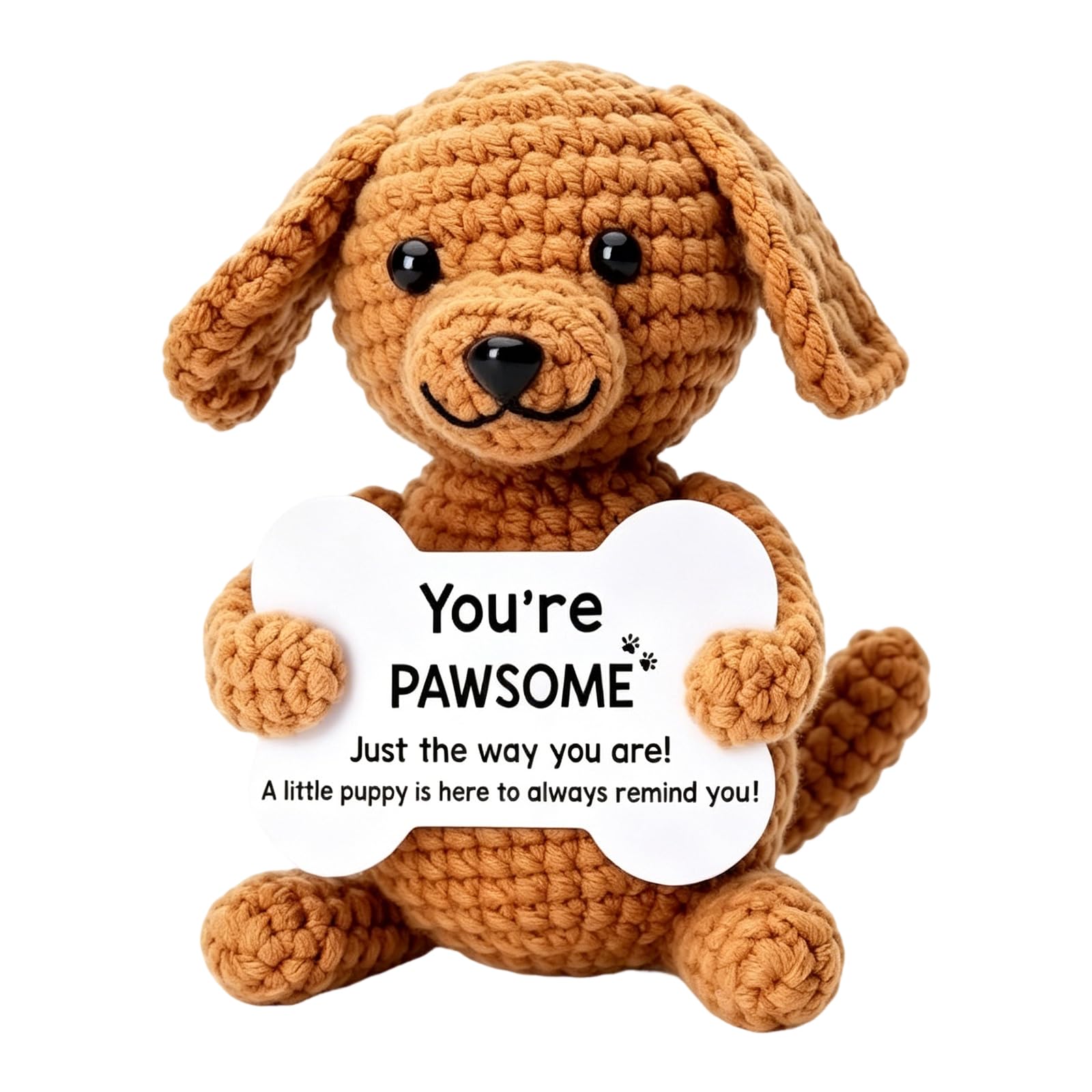 Brown Dog Handmade Doll, Positive Crochet Animals, Dog Gift for Women