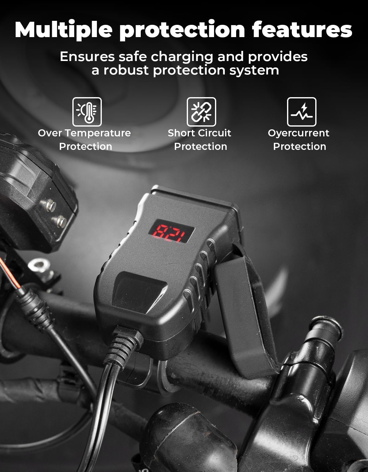 KEMIMOTO Caricatore per moto con interfaccia USB di tipo C e interruttore separato
