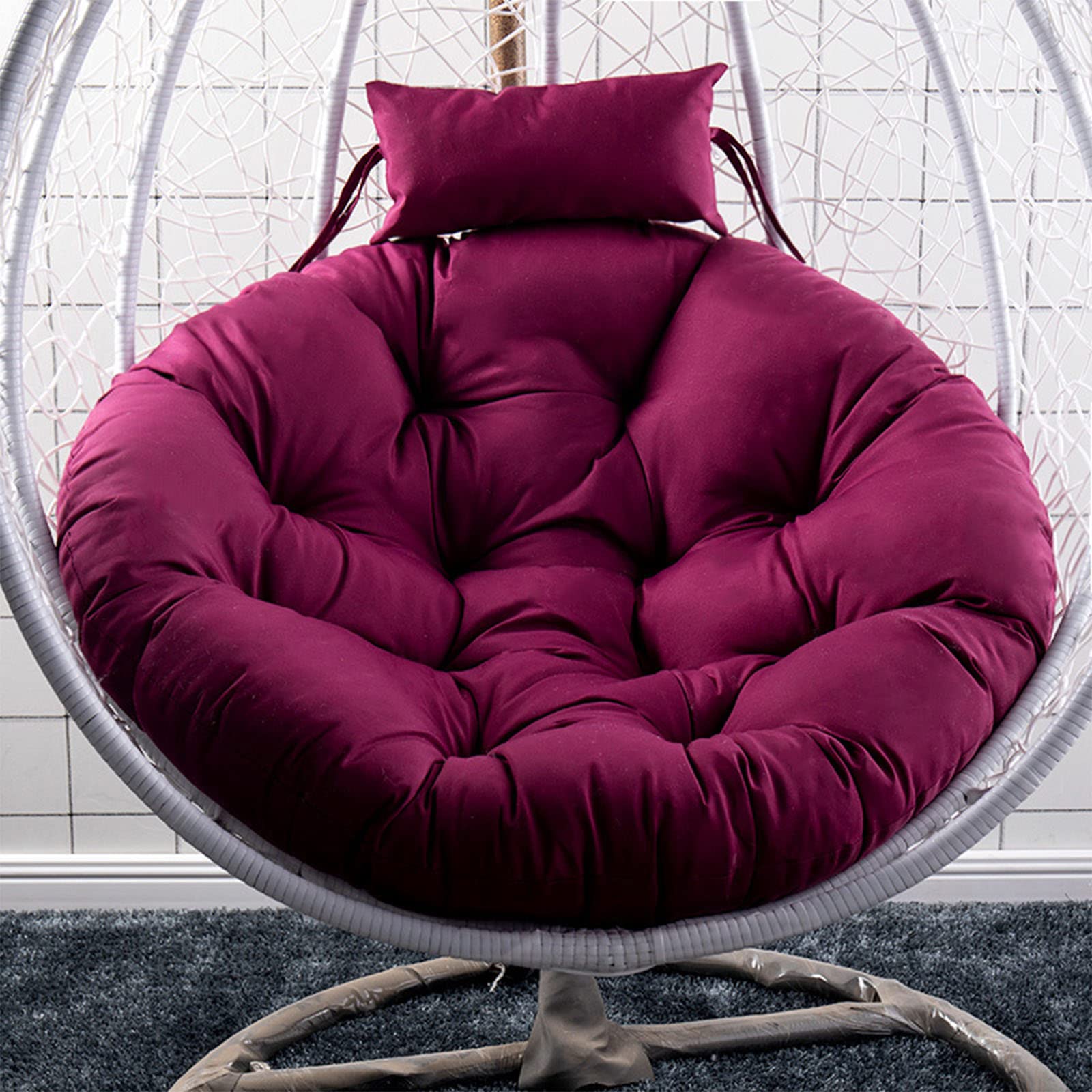 UGZXCVBN Egg Chair Cushion, Outdoor Hanging Egg Swing Chair Cushion With Pillow, Multicolor, 105/120cm(Purple Violet,105cm)
