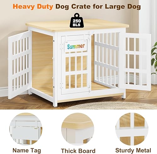 Vista 110 de EasyCom Perrera resistente para perros de interior con etiqueta de nombre, muebles de jaula de perro de 41 pulgadas para perros medianos, jaula