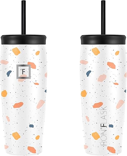 Miniatura 3 de IRON FLASK Nomad - Vaso de 20 onzas con 2 tapas (abatible y con pajilla), de acero inoxidable con aislamiento al vacío, doble pared, taza térmica