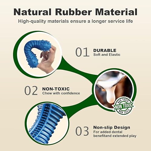 Vista 22 de Juguetes para perros para masticadores agresivos, juguetes masticables indestructibles para perros medianos y grandes, huesos de perro de goma