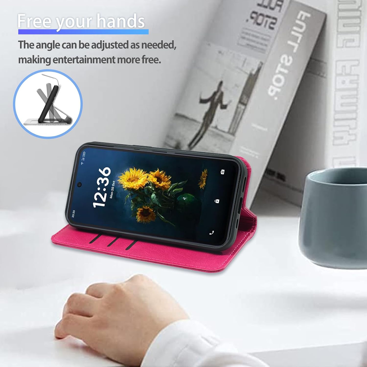 NOUKAJU Case for TCL NxtPaper 70 Pro, Wallet Protective Case with Card Holder,Lanyard,Anti-Drop,Shock-Absorbing,Comprehensive Protection,Protective Cover for TCL NxtPaper 70 Pro(Rose Pink)
