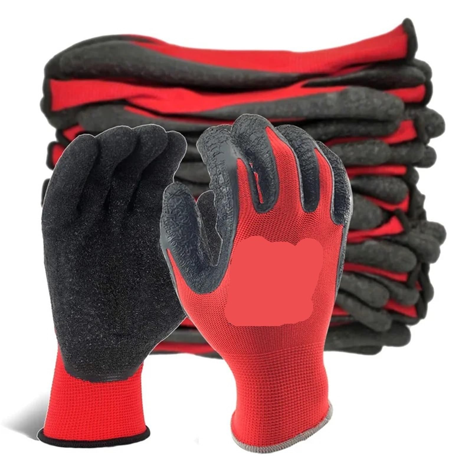 Genérico 24 Piezas (12 Pares) Guantes de Trabajo de Jardín de Goma de Látex con Forro de Poliéster for Tareas Industriales y de Jardinería(NM1350P-RBLK,S)