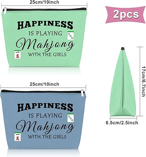 Miniatura 9 de Sazuwu Mahjong - Bolsa de maquillaje divertida para mujer, Negro y Beige