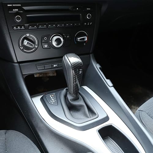 Miniatura 6 de Cubierta de fibra de carbono ABS compatible con BMW E90 con patrón de fibra de carbono para palanca de cambios, estilo fibra de carbono, cubierta de