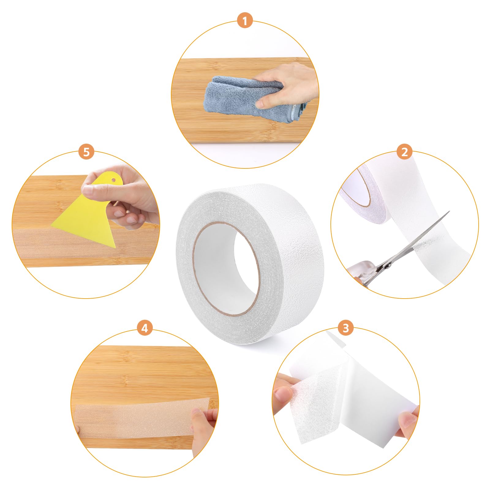 VMUTGA Cinta Antideslizante Transparente 5cm X 10m, Autoadhesiva para Escaleras, Impermeable para Interior y Exterior