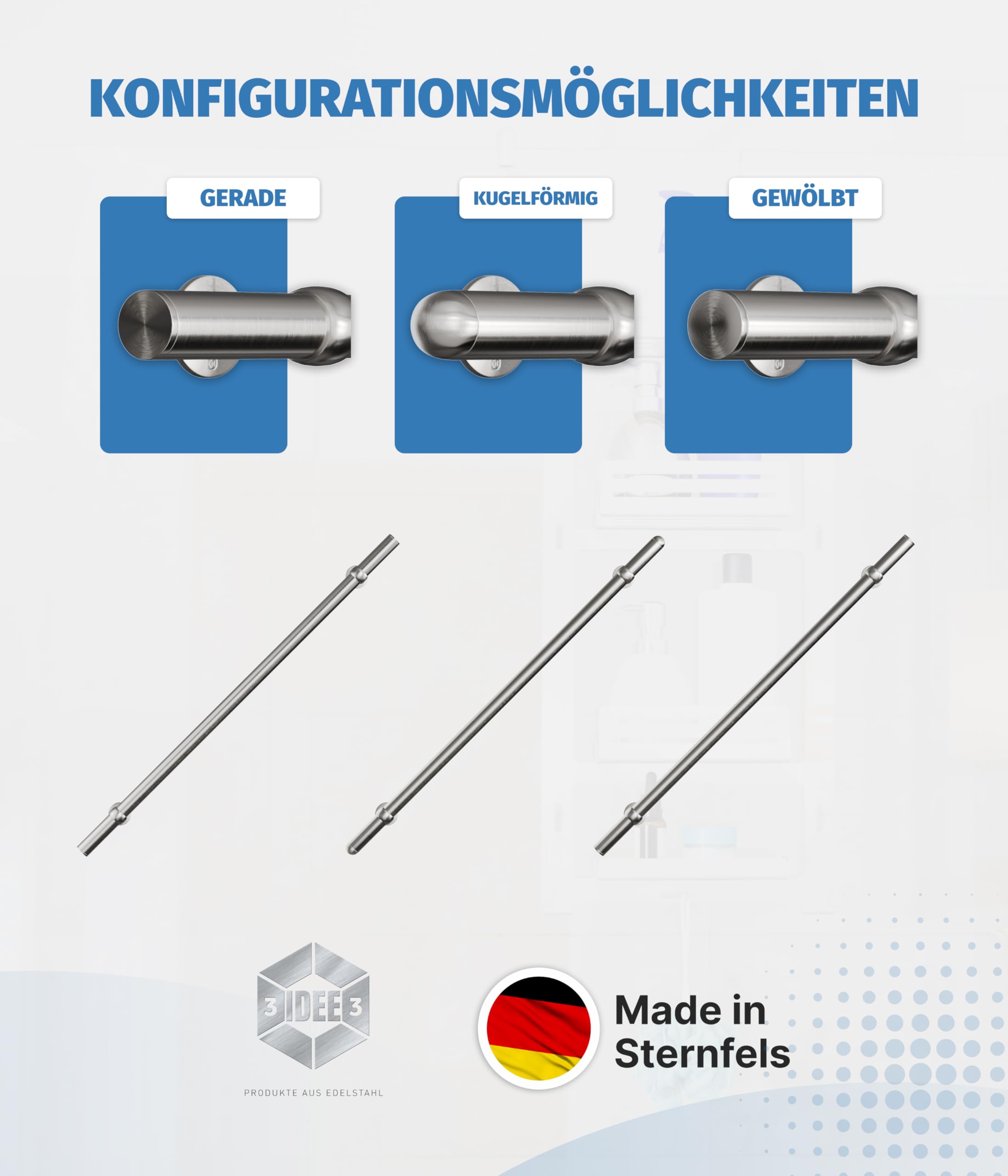 ID33® Konfigurierbarer Handlauf Edelstahl Bola - Stabiles Treppengeländer - V2A Edelstahl - Made in Germany