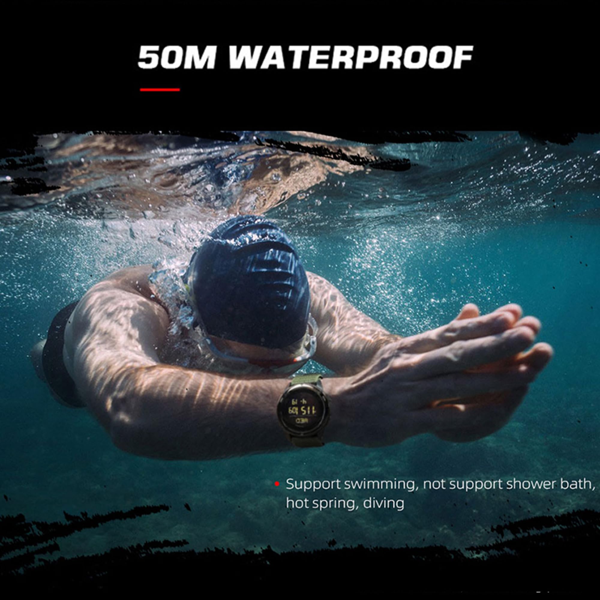 Digital Armbanduhr Herren Militär Uhr mit Schrittzähler Kompass Sportuhren Herren Outdoor Military Watch 5ATM Wasserdicht Digital Uhr Herren Chronograph Nylon Taktische Uhr Senioren Groß Jungen