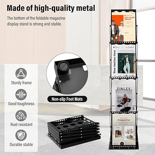 Miniatura 3 de LIWSHWZ Soporte de exhibición plegable para folletos de literatura, 4 bolsillos con bolsa de transporte para exposiciones de ferias comerciales,