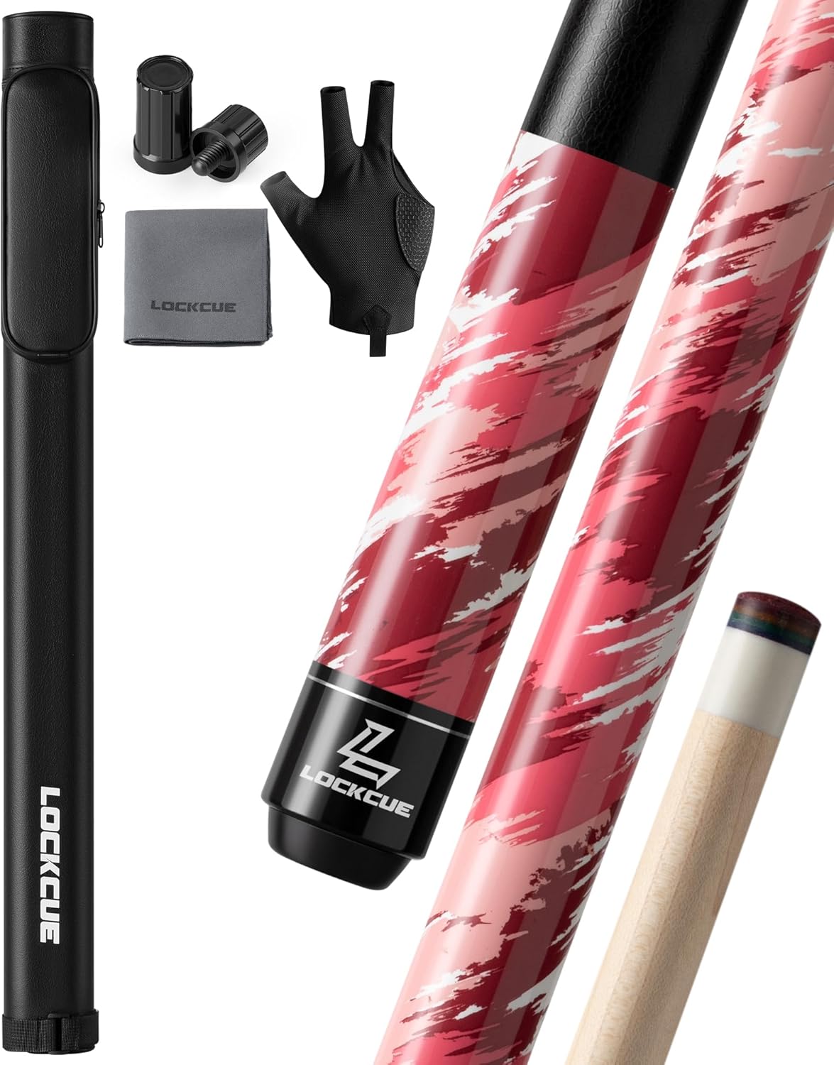Pool Cue Set with 58-inch Billiard Cue Stick | Hard Leather Tube Case, Microfiber Towel & Glove