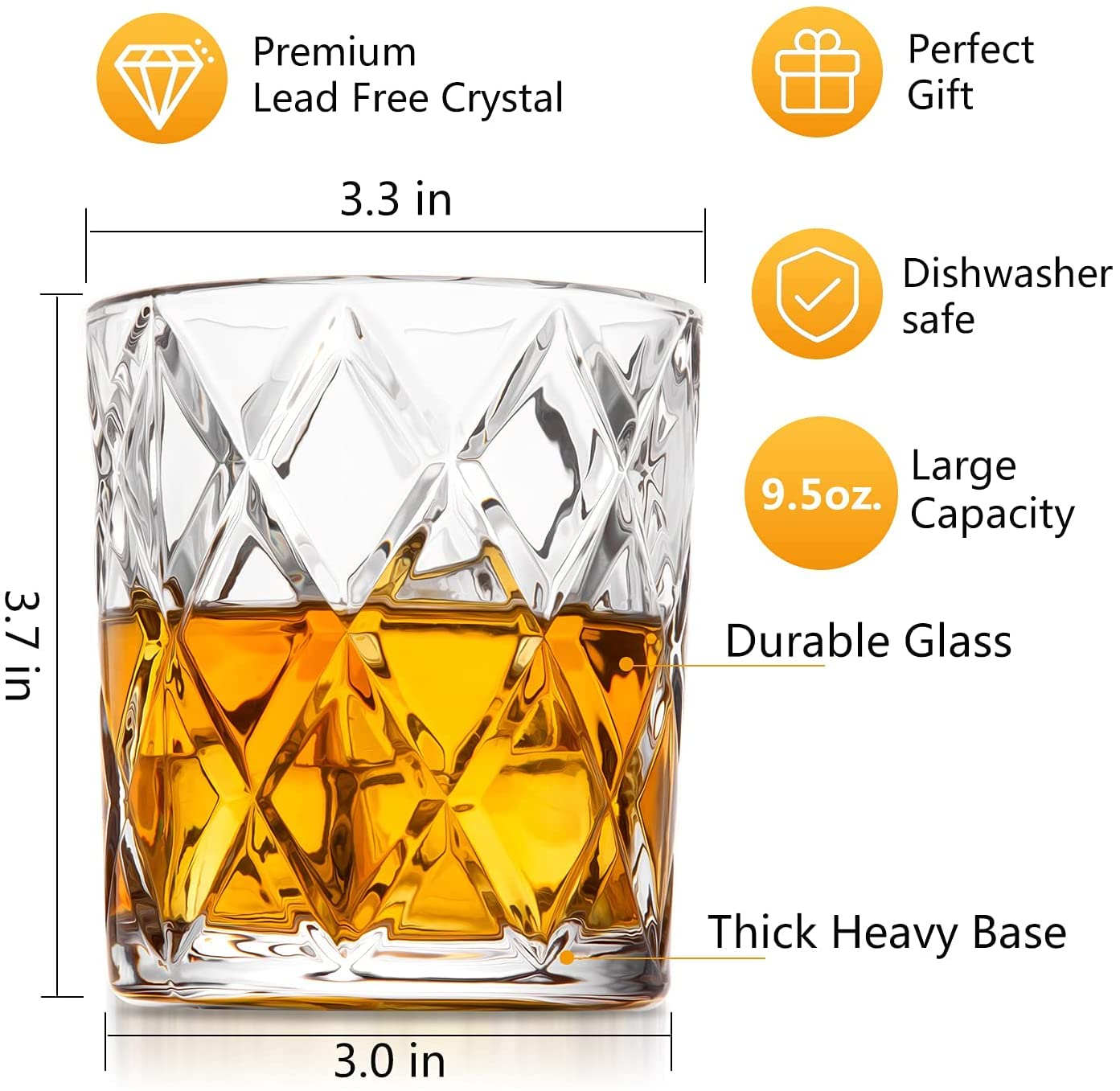 MZP Italin Premium Luxury Whiskey Glass - Set of 12-300 ml - Crystal Clear Diamond Glass, Elegant Party Drinking Glassware, Dishwasher Safe, Restaurant Glass (Small Chex Whiskey =12) 3