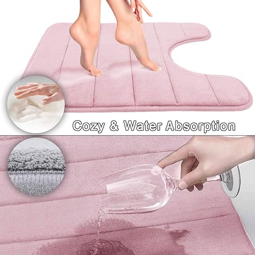 Miniatura 3 de Yimobra - Alfombrilla de baño de espuma viscoelástica en forma de U, suave y cómoda, súper absorción de agua, antideslizante, gruesa, lavable a
